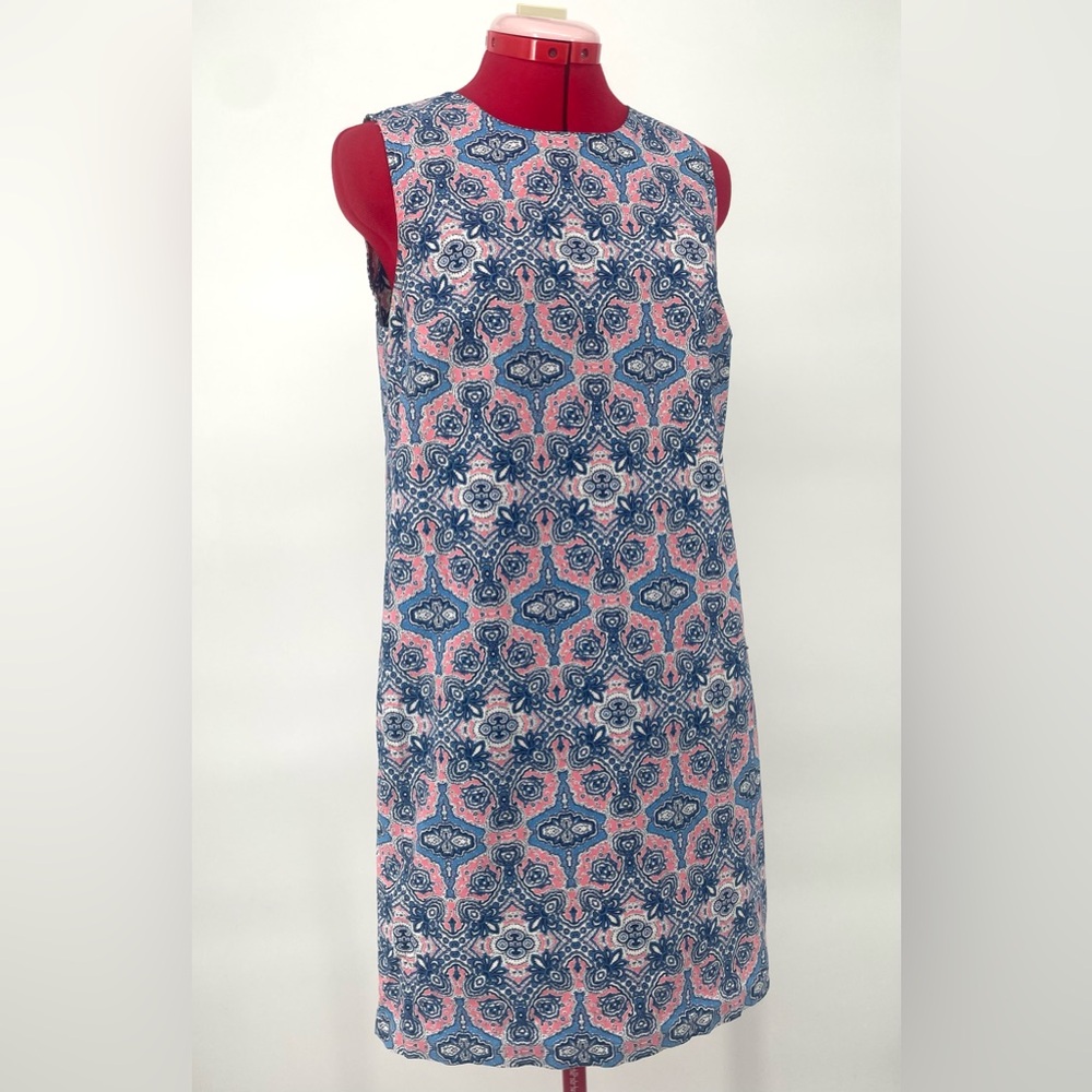 Tabitha Webb Pink And Blue Patterned Retro Style Shift Dress / 60s Inspired Mod